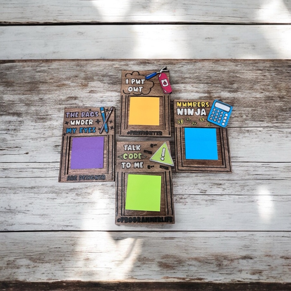 Wooden Sticky Note Holders, Office Decor, Teacher Gifts!  Holds 2x2 Sticky Pads